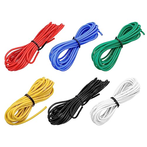 sourcing map 16AWG Elektrischer Draht Kabel 3 Meter Litzendraht Silikon Verzinnte Kupferdrahtspule je 1,31 mm² Solid Elektronik Wire für DIY RC-Modell Lampen Haushaltsgeräte, 6 Farben von sourcing map