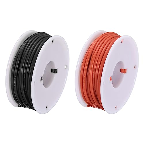 sourcing map 18AWG Elektrisch Draht 0,82mm² Batterie-Elektrokabel Leitungen 7,5m pro Rolle Litzendraht Kabel Verzinkt Kupferkabel Silikonkabel Jumper Wire für DIY Modelle Anschluss, Schwarz/Rot von sourcing map