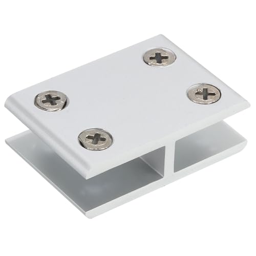 sourcing map 180 Grad Glas-Klemme, für 8-10mm dicke einstellbare doppelseitige Glasregalstütze, Aluminiumlegierung Glasclip-Klemmhalter von sourcing map