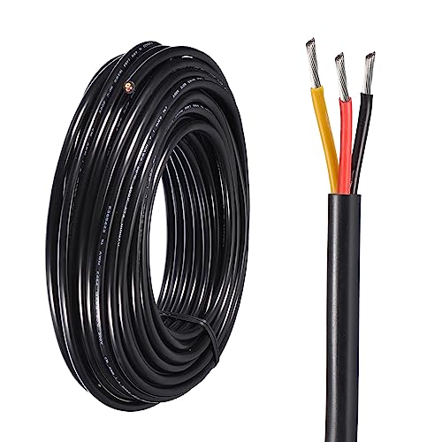 sourcing map 18AWG Elektrischer Draht 3 x 0,82 mm² Strom Kabel 30 Meter Silikon Erdkabel Schlauchleitung Gerätekabel UL2464 3 adrig Kupfer Verlängerungskabel Feuchtraumkabel Lautsprecherkabel von sourcing map