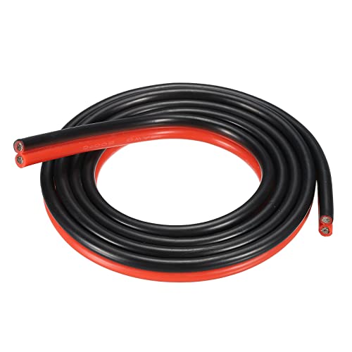 sourcing map 2 Leitung Parallel Silikon Draht 12AWG 12 Messgerät Rot Schwarz Elektrodraht Flexibel Verzinntes Kupfer 1m/3.3ft für LED Verlängerung Kabel Auto Modell Interne Verdrahtung von sourcing map