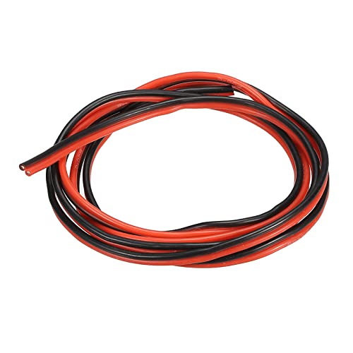 sourcing map 2 Leitung Parallel Silikon Draht 20AWG 20 Messgerät Rot Schwarz Elektrodraht Flexibel Verzinntes Kupfer 1m/3.3ft für LED Verlängerung Kabel Auto Modell Interne Verdrahtung von sourcing map