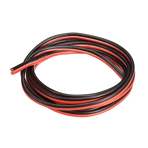 sourcing map 2 Leitung Parallel Silikon Draht 22AWG 22 Messgerät Rot Schwarz Elektrodraht Flexibel Verzinntes Kupfer 1m/3.3ft für LED Verlängerung Kabel Auto Modell Interne Verdrahtung von sourcing map
