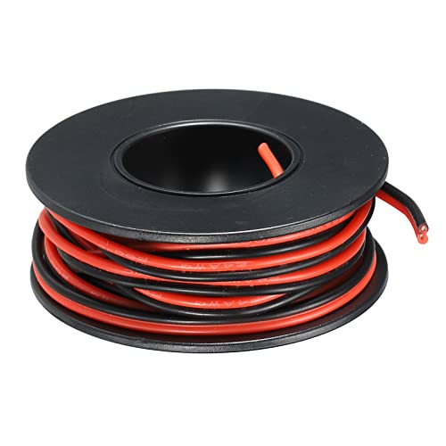 sourcing map 2 Leitung Parallel Silikon Draht 26AWG 26 Messgerät Rot Schwarz Elektrodraht Verzinnte Kupfer Spule 3.0m/10ft für LED Verlängerung Kabel Auto Modell Interne Verdrahtung von sourcing map