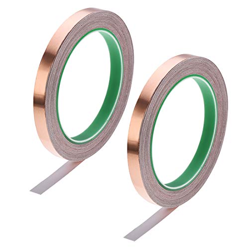 sourcing map 2 Rollen Kupferklebeband 10mm x 20m (B*L), Kupferband Selbstklebend Kupfer Klebeband, 0.06mm Dicke Doppelleiter Kupferfolienband für EMI RFI EMF Abschirmung Schneckenfalle sourcing map 2 Rollen Kupferklebeband 10mm x 20m (B*L), Kupferband Selbstklebend Kupfer Klebeband, 0.06mm Dicke Doppelleiter Kupferfolienband für EMI RFI EMF Abschirmung Schneckenfalle von uxcell