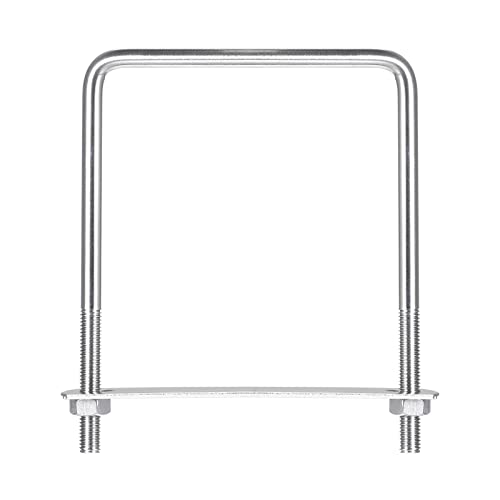 sourcing map 2 Sätze Quadratische U Bolzen 102mm(4.02") Innenbreite 140mm Länge M8 304 Edelstahl U Klemmschraube mit Mutter und Platte für Bootsanhänger von sourcing map