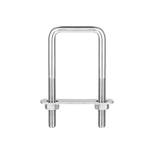 sourcing map 2 Sätze Quadratische U Bolzen 42mm(1.65") Innenbreite 100mm Länge M8 304 Edelstahl U Klemmschraube mit Mutter und Platte für Bootsanhänger von sourcing map
