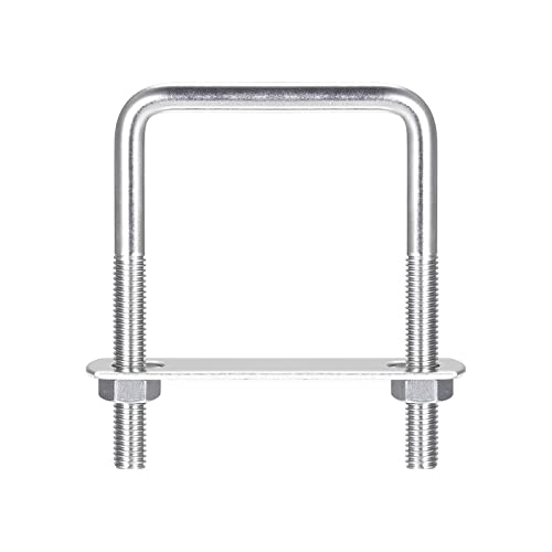 sourcing map 2 Sätze Quadratische U Bolzen 62mm(2.44") Innenbreite 90mm Länge M8 304 Edelstahl U Klemmschraube mit Mutter und Platte für Bootsanhänger von sourcing map