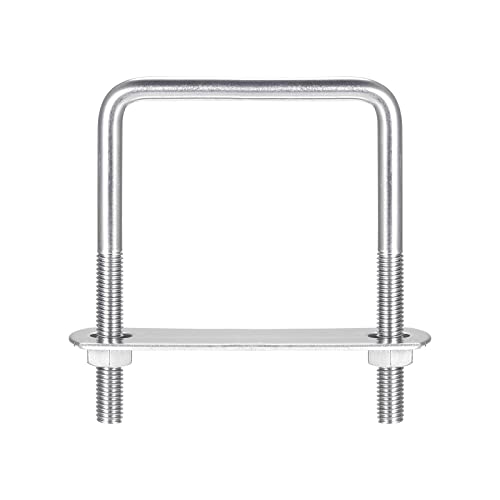 sourcing map 2 Sätze Quadratische U Bolzen 72mm(2.83") Innenbreite 100mm Länge M8 304 Edelstahl U Klemmschraube mit Mutter und Platte für Bootsanhänger von sourcing map