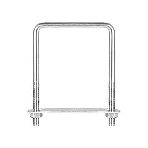 sourcing map 2 Sätze Quadratische U Bolzen 82mm(3.23") Innenbreite 120mm Länge M8 304 Edelstahl U Klemmschraube mit Mutter und Platte für Bootsanhänger von sourcing map