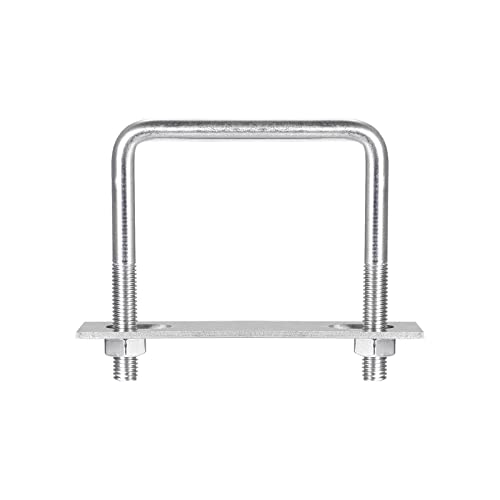 sourcing map 2 Sätze Quadratische U Bolzen 87mm(3.43") Innenbreite 100mm Länge M10 304 Edelstahl U Klemmschraube mit Mutter und Platte für Bootsanhänger von sourcing map