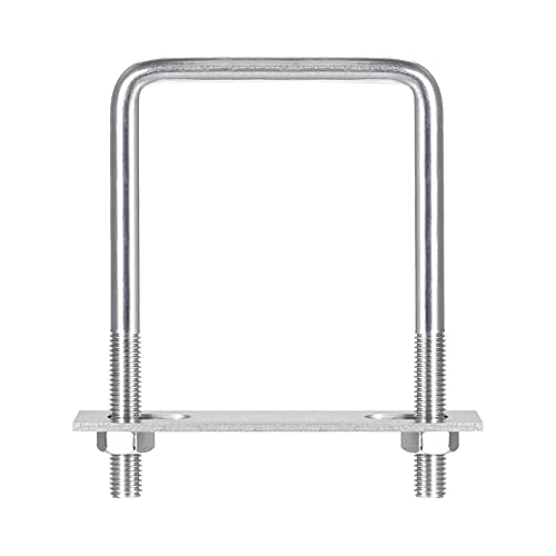 sourcing map 2 Sätze Quadratische U Bolzen 87mm(3.43") Innenbreite 125mm Länge M10 304 Edelstahl U Klemmschraube mit Mutter und Platte für Bootsanhänger von sourcing map