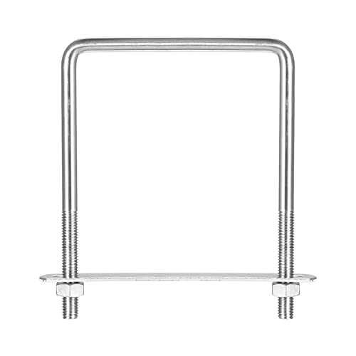 sourcing map 2 Sätze Quadratische U Bolzen 92mm(3.62") Innenbreite 130mm Länge M8 304 Edelstahl U Klemmschraube mit Mutter und Platte für Bootsanhänger von sourcing map