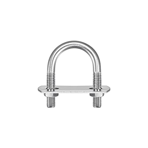 sourcing map 2 Stück Runde U Bolzen M6x1.0 Bügelschraube 27mm x 45mm U Schrauben Bügel mit Mutter Platte 304 Edelstahl Bügelbolzen zum Befestigen Kabel Rohre Rundstangen Seile Autoanhänger von sourcing map