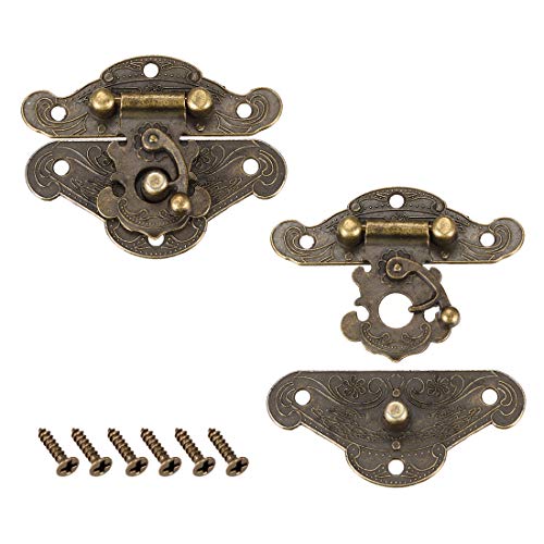 sourcing map 2 Set Holzkasten Rechteckig Verschluss Verriegelung Haspe Riegel 65 x 52mm DE de von sourcing map
