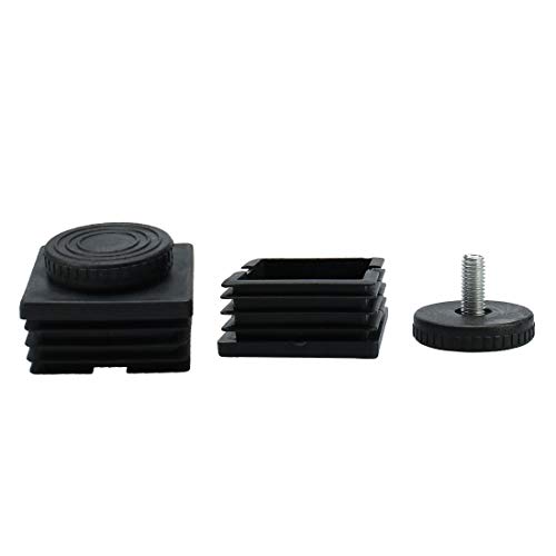 sourcing map 2 Set M8 Stellfuß Quadratisch Lamellenstopfen Einstellbar Möbelgleiter 50 x 50mm de von sourcing map