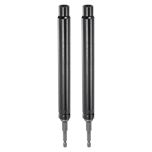 sourcing map 2 Stk. extra lange Hohlstecknüsse, 12 mm x 200 mm Tiefloch Schlagschrauber mit Sechskantschaft Bohrmaschinenadapter von sourcing map