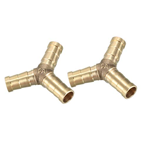 sourcing map 10mm 3 Wege Schlauchverbinder, Messing, Schlauchanschlussstücke für Luft Gas Wasser Kraftstoff 2 Stück von sourcing map
