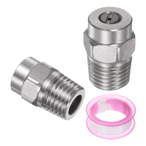 sourcing map 2 Stück 15 Grad Gewinde-Unterlegscheibe Sprühdüse 1/4 Zoll männlich NPT Hochdruckreiniger Düse Edelstahl für Wasserbesen und Unterbodenreiniger, Öffnung 1,236 mm von sourcing map