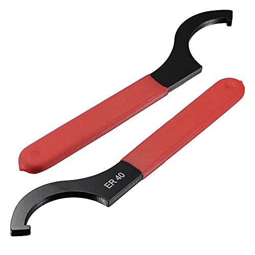 sourcing map 2 Stück C Hakenschlüssel Spannzangenfutter für ER40 Spannzangenmutter mit Rot Rutschfestem Griff von sourcing map