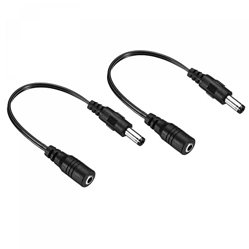 sourcing map 2 Stück DC 3.5x1.35mm Buchse auf 5.5x2.5mm Stecker Verlängerungskabel Netzteil Steckerkabel für LED Lampe Kamera CCTV Schwarz von sourcing map