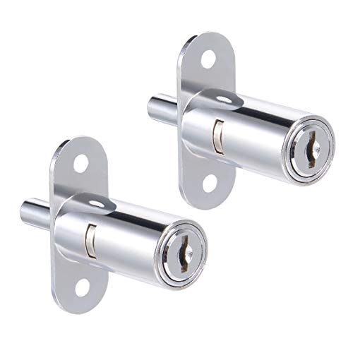 sourcing map 2 Stück Schubladen Schreibtisch Kleiderschrank drücken Kolbenschloss 3/4" Zylinderdurchmesser 1-1/2" Zylinderlänge Zinklegierung Chrom Oberfläche, Anders Schlüssel von sourcing map