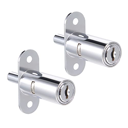 sourcing map 2 Stück Schubladen Schreibtisch Kleiderschrank drücken Kolbenschloss 3/4" Zylinderdurchmesser 1-1/2" Zylinderlänge Zinklegierung Oberfläche, Gleich Schlüssel von sourcing map