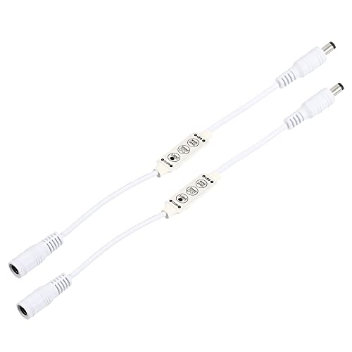 sourcing map 2 Stück LED Streifen Dimmer 12V bis 24V 3 Tasten Mini Helligkeitsregler Lampenschalter mit DC Steckern für Einfarbige Streifen Weiß von sourcing map