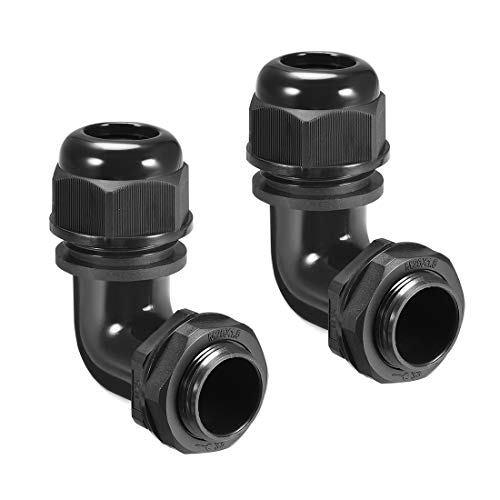 sourcing map 2 Stück M25 Kabelverschraubung, 90 Grad Wasserdichte Verbindung aus Nylon für 6mm-10mm Durchmesser Kabel Draht von sourcing map