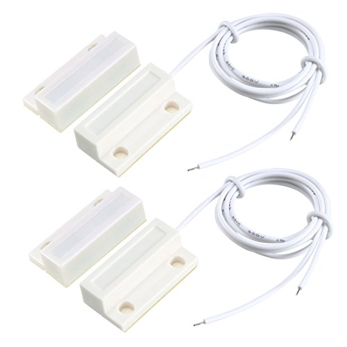 sourcing map 2 Stück MC-38 Oberflächenmontage Verdrahtet NO Türsensor Alarm Magnetischer Reedschalter Weiß von sourcing map