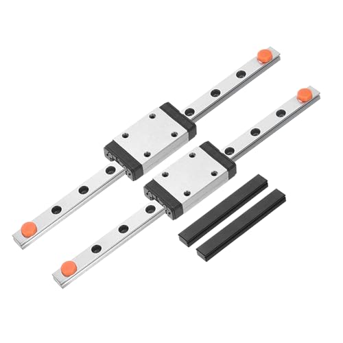 sourcing map 2 Stück MGN7 150 mm Linearführungsschiene mit 2 Stück MGN7H Gleitschlitten Blocklager Stahl und 2 Stück Kunststoff Mini MGN12 Linearführung für DIY 3D-Drucker und CNC-Maschine, Silber von sourcing map