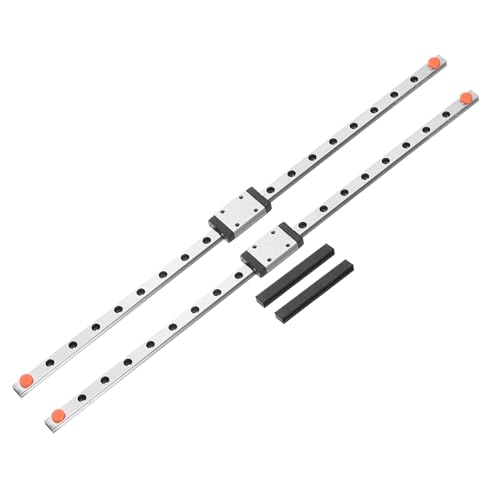 sourcing map 2 Stück MGN7 300 mm Linearführungsschiene mit 2 Stück MGN7H Gleitschlitten Blocklager Stahl und 2 Stück Kunststoff Mini MGN12 Linearführung für DIY 3D-Drucker und CNC-Maschine, Silber von sourcing map