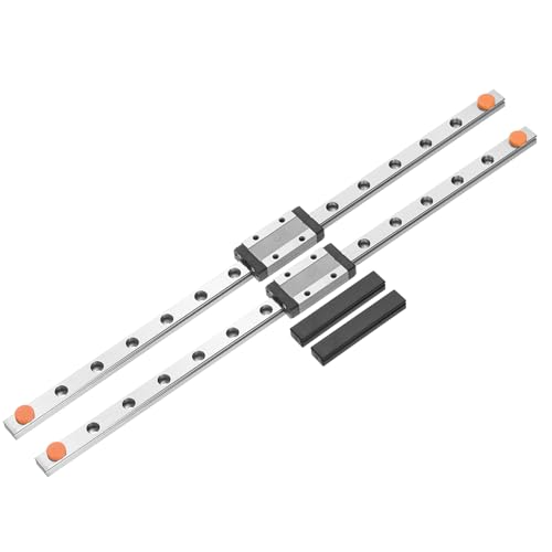 sourcing map 2 Stück MGN9 300 mm Linearführungsschiene mit 2 Stück MGN9H Gleitschlitten Blocklager Stahl und 2 Stück Kunststoff Mini MGN12 Linearführung für DIY 3D-Drucker und CNC-Maschine, Silber von sourcing map