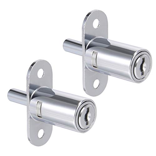 sourcing map 2 Stück Schubladen Schreibtisch Kleiderschrank drücken Kolbenschloss 3/4" Zylinderdurchmesser 1-1/4" Zylinderlänge Zinklegierung Chrom Oberfläche, Gleich Schlüssel von sourcing map