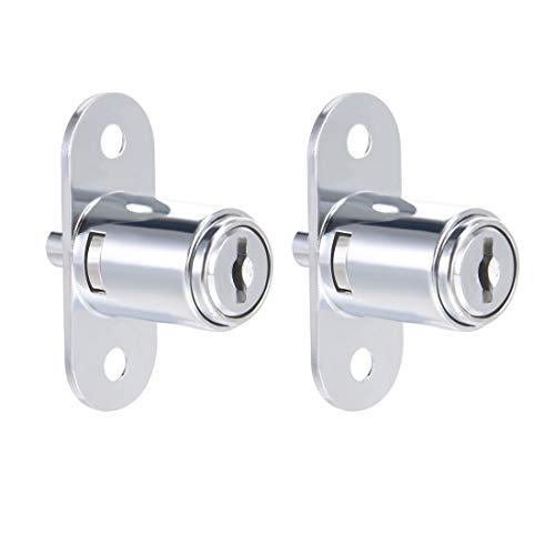 sourcing map 2 Stück Schubladen Schreibtisch Kleiderschrank drücken Kolbenschloss 3/4" Zylinderdurchmesser 7/8" Zylinderlänge Zinklegierung Chrom Oberfläche, Anders Schlüssel von sourcing map