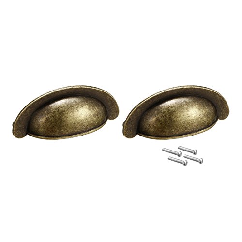 sourcing map 2 Stück Tassengriffe Muschelgriffe Bronze Ton für Kommode Küchenschrank Schublade, 2.71 "Lochzentren von sourcing map