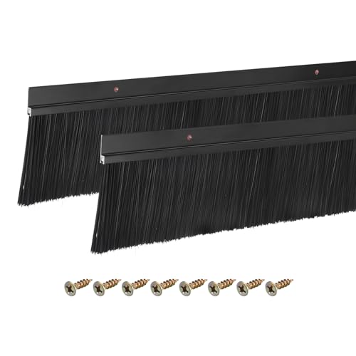 sourcing map 2 Stück Türbürste Bodendichtung H-Form Aluminiumlegierungsbasis mit 80mm PP-Bürste für Zuhause, Industrie (1200mm L, Schwarz) von sourcing map