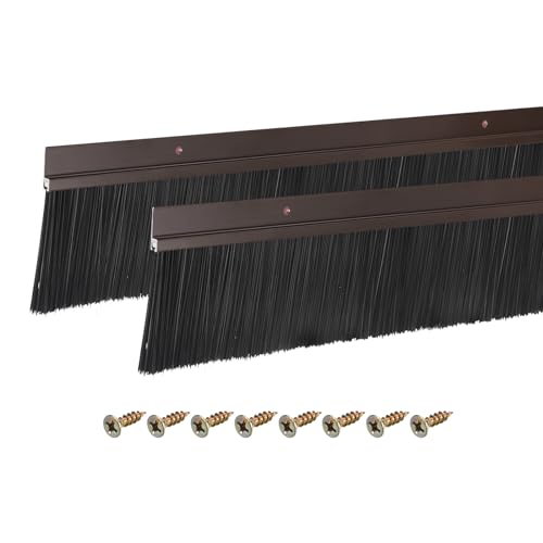 sourcing map 2 Stück Türbürste unten Sweep H-Form Aluminiumlegierung Basis mit 70 mm Nylonbürste für Zuhause, Industrie (1000 mm L x 95 mm B, braun) von sourcing map