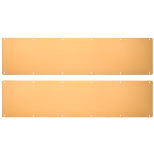 sourcing map 2 Stück Türschutzplatte, 8 x 34 Zoll Aluminium Türschutzplatte für Außen- oder Hintertür, Verhindert das Eintreten der Tür, Gold von sourcing map