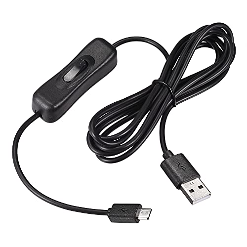 sourcing map 2 Stück USB Kabel mit Ein/Aus Schalter, USB Stecker auf Micro USB Stecker Verlängerungskabel 2M Schwarz, für LED Schreibtischlampe von sourcing map