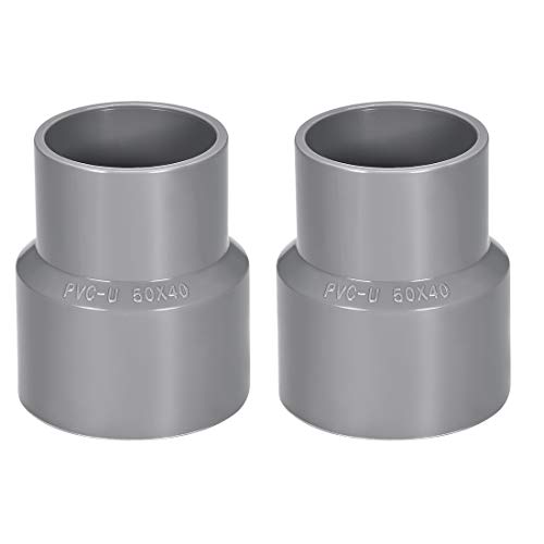 sourcing map 2 Stück Wasseranschlüsse Kupplung PVC Rohrverbinder Schlauchadapter Reduzierende Kupplung 50mm x 40mm Grau von sourcing map