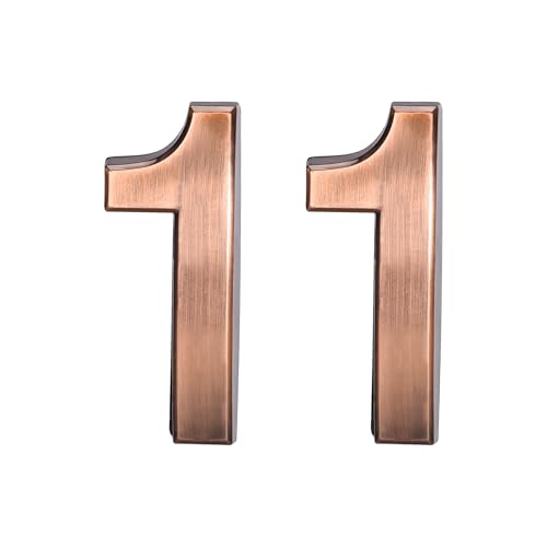 sourcing map 2 Stücke Selbstklebende Hausnummer ABS Kunststoff Nummer 1 1,97 Zoll für Haus Hotel Briefkasten Adressschild Bronze gebürstet von sourcing map