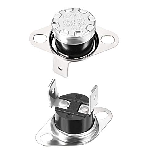 sourcing map KSD301 Thermostat 85 °C/185 °F 10A Schließer N.O Einstellen der Schnappscheiben-Temperaturschalter für Mikrowellenherd Kaffeemaschine 2 Stück von sourcing map