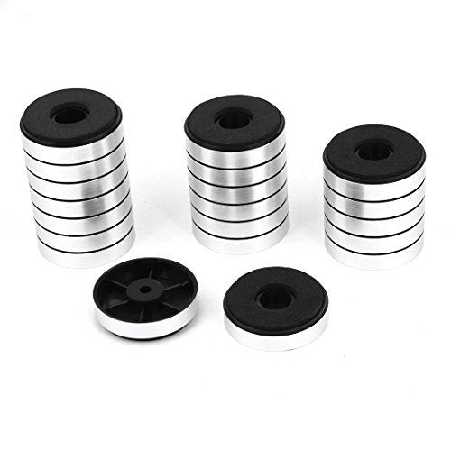 sourcing map 20 Stück Möbelfüße für Schrank CD Player Lautsprecher DAC Amp Füße Pad Ständer 40mm x 10mm Silber von uxcell