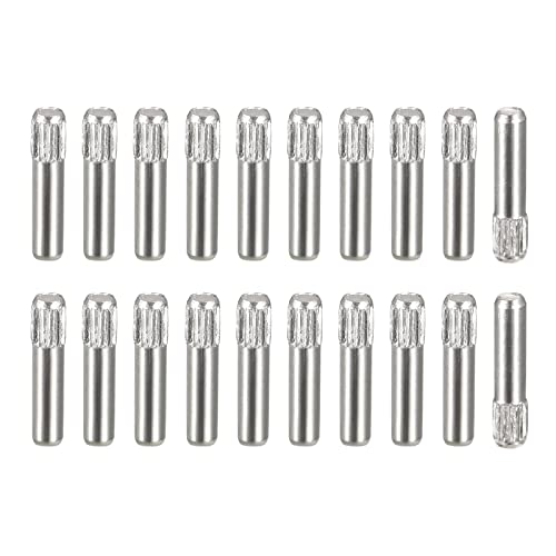sourcing map 20 Stück Rändelkopf Flach Abgeschrägtes Ende Dübelstift 2x10mm 304 Edelstahl Holz Etagenbett Regale Stützregale Elemente Befestigung von sourcing map