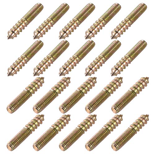 sourcing map 20 Stück M6 Aufhänger Schrauben Länge 1-3/8 "(35mm) Doppelkopfschrauben Selbstschneidende Ersatz 6mm Holzgelenk Möbelbeine von sourcing map