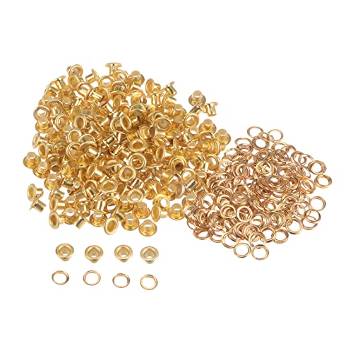 sourcing map 200 Satz Tüllen Kit Metall Ösen 3mm 0.12" Tülle Werkzeug für Schuhe Kleidung Gürteltasche DIY Projekt Gold Ton von sourcing map