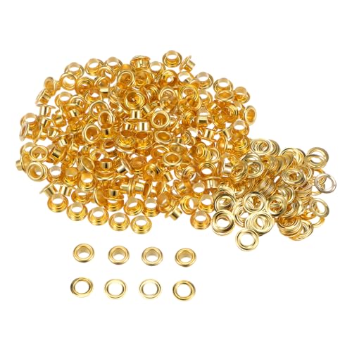 sourcing map 200 Satz Tüllen Kit Metall Ösen 4.5mm 0.18" Tülle Werkzeug für Schuhe Kleidung Gürteltasche DIY Projekt Gold Ton von sourcing map