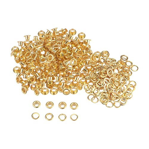 sourcing map 200 Satz Tüllen Kit Metall Ösen 4mm 0.16" Tülle Werkzeug für Schuhe Kleidung Gürteltasche DIY Projekt Gold Ton von sourcing map