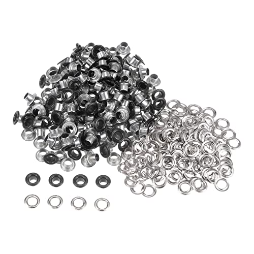 sourcing map 200 Satz Tüllen Kit Metall Ösen 4mm 0.16" Tülle Werkzeug für Schuhe Kleidung Gürteltasche DIY Projekt Schwarz von sourcing map